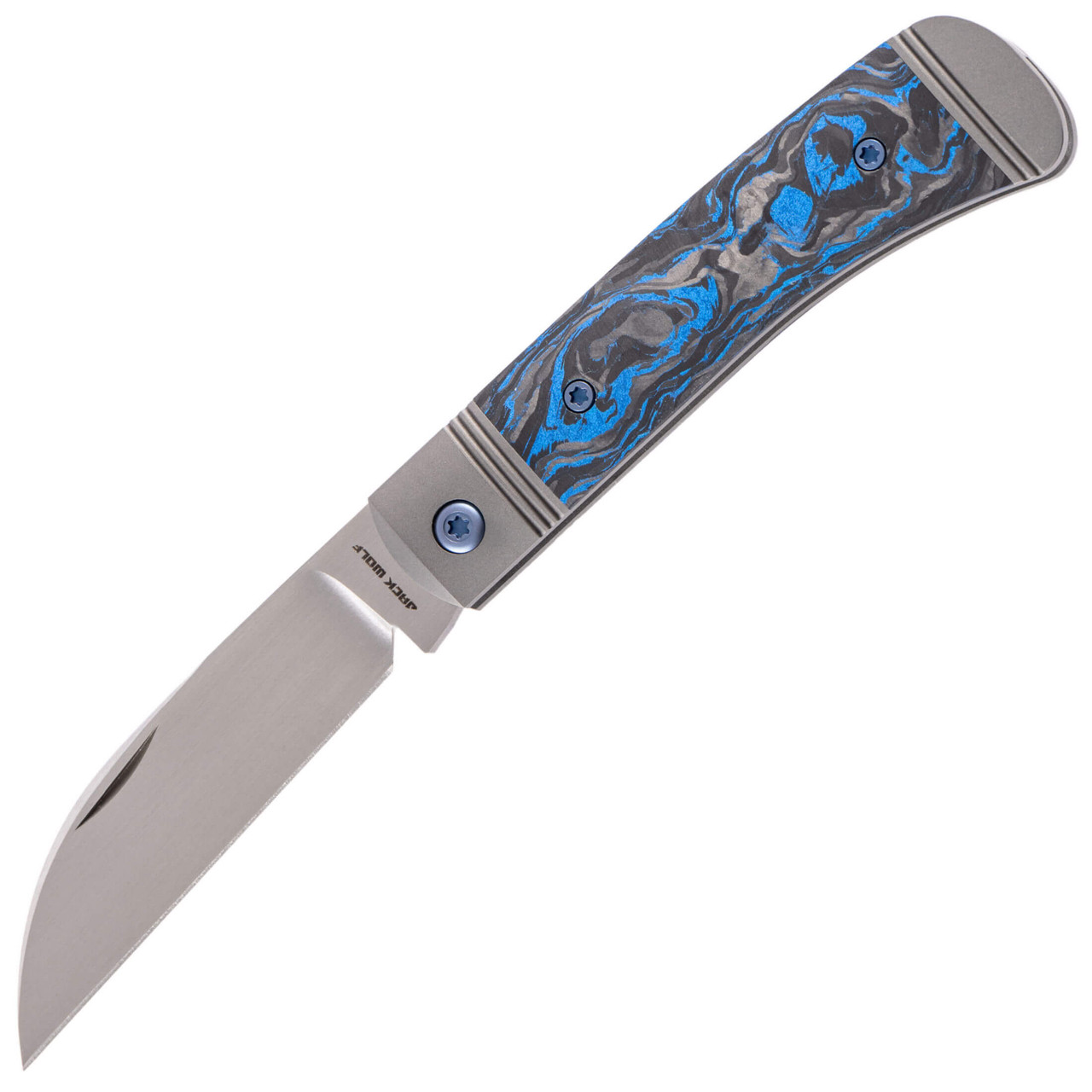 Jack Wolf Knives Venom Jack Blue Marble Carbon Fiber, Hand Satin S90V