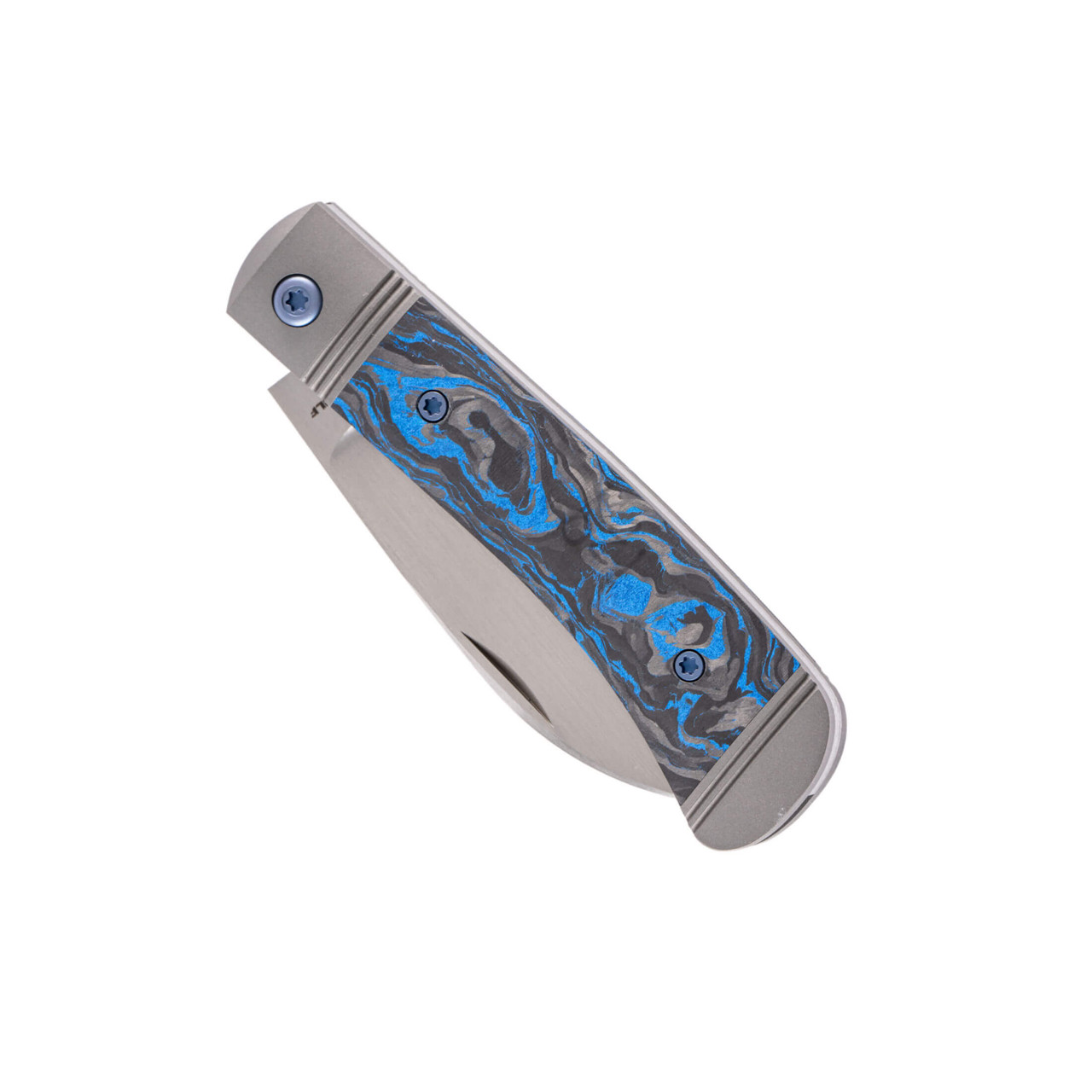 Jack Wolf Knives Venom Jack Blue Marble Carbon Fiber, Hand Satin S90V
