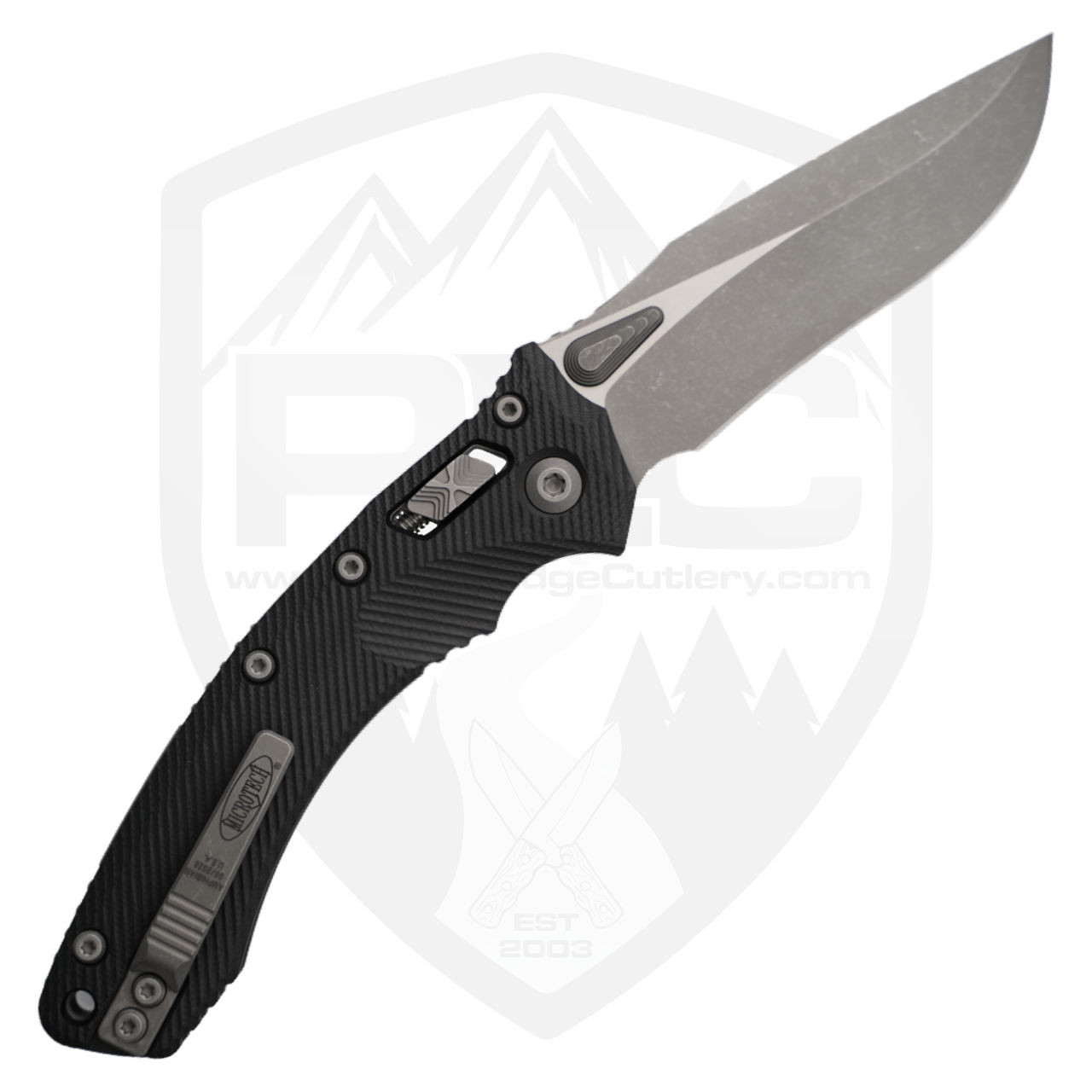 Microtech Amphibian Ram-Lok, Black G10, Apocalyptic Finish