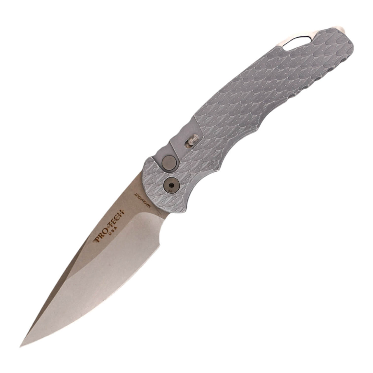 ProTech TR-4 Auto Knife | Battleworn Grey Feather, Magnacut