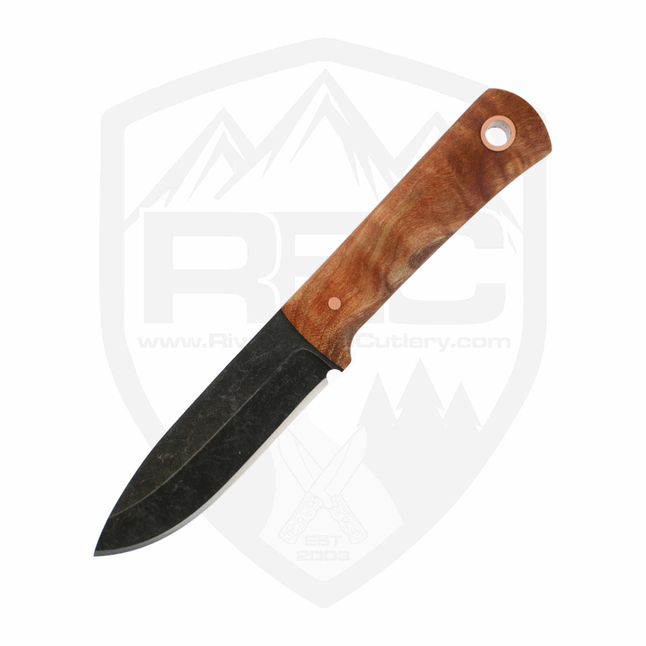 Redroot Blades Survival Scout Knife | Maple Burl and Copper