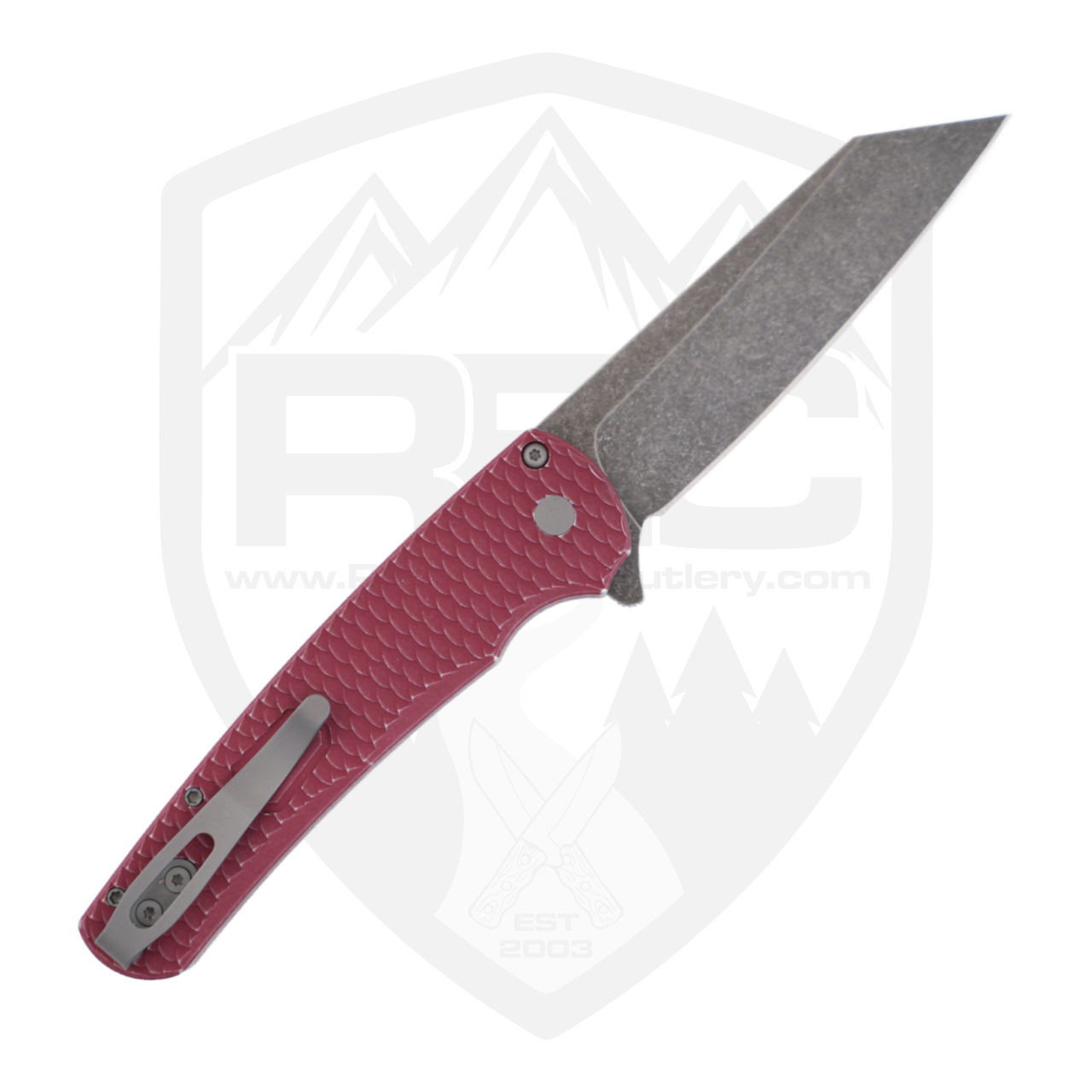 ProTech Malibu Reverse Tanto Battleworn Red Dragon Scale Aluminum
