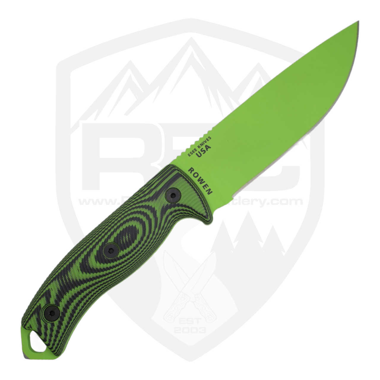 ESEE Model 5 3D Machined Venom Green G10, Venom Green 1095 - 5PV007