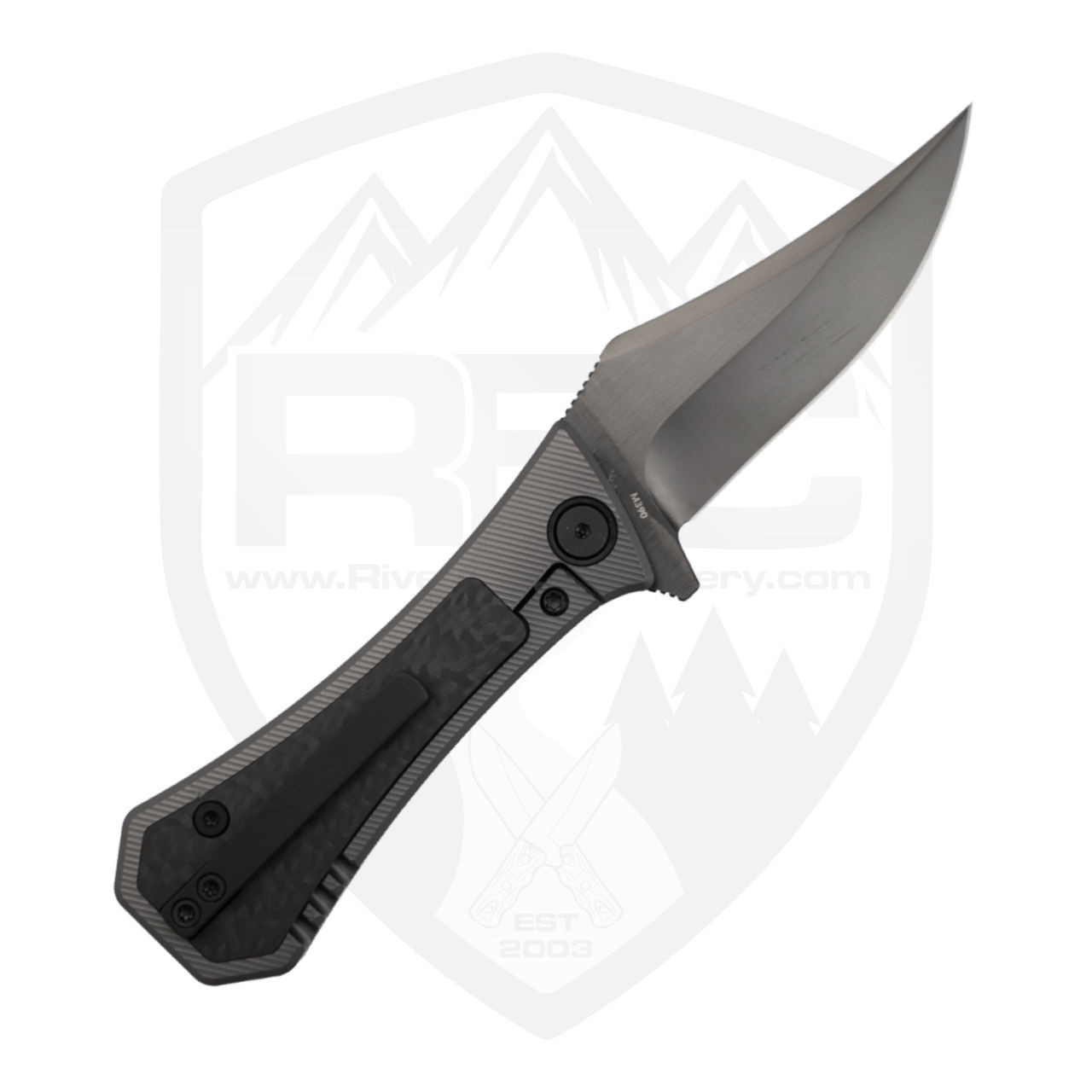 Aux Mfg Pocket Bowie Frame Lock Fluted Titanium w/ Carbon Fiber