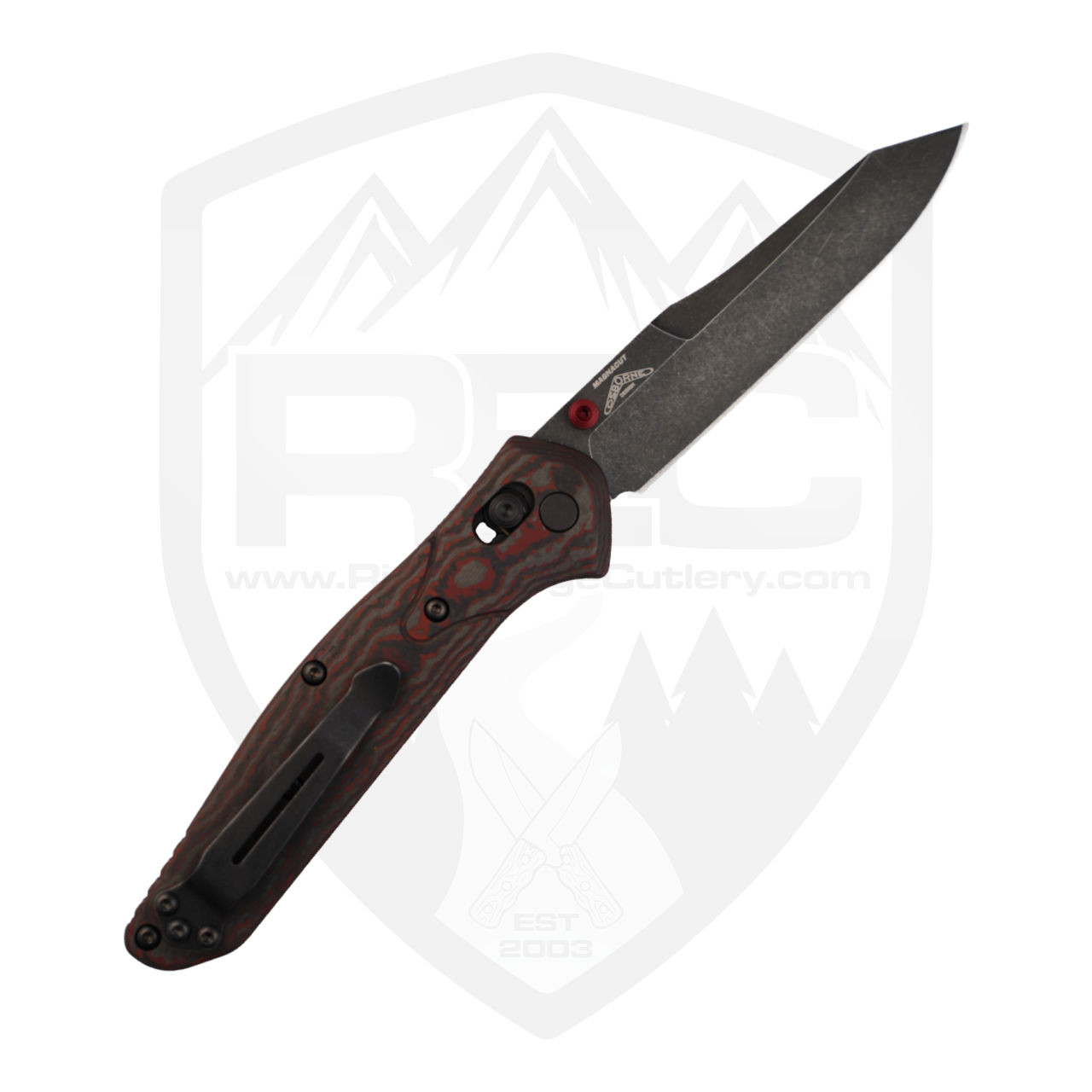 Benchmade Osborne Lava Flow FatCarbon, DLC Battlewash MagnaCut