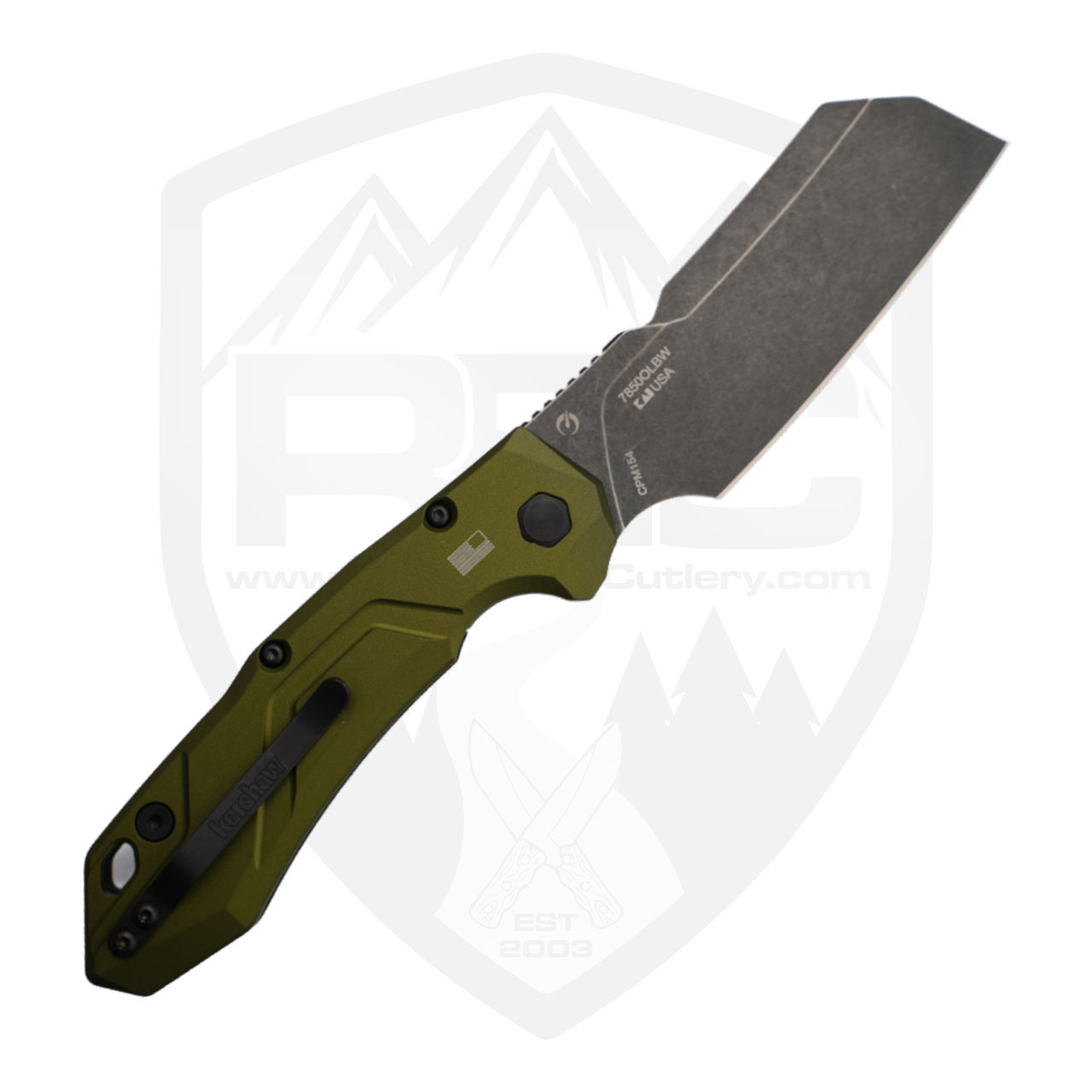 Kershaw Launch 14, OD Green Aluminum-Carbon Fiber / Blackwash CPM