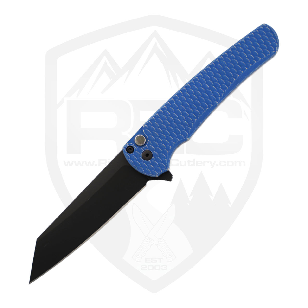 ProTech Malibu Reverse Tanto Battleworn Blue Dragon Scale Aluminum
