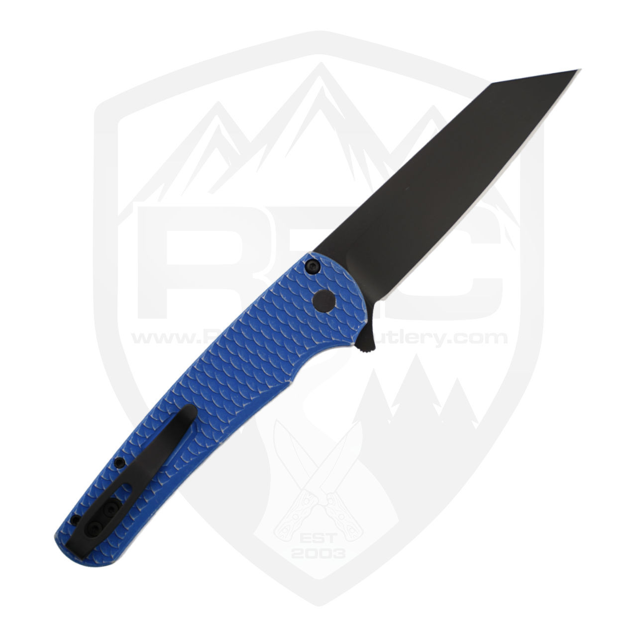 ProTech Malibu Reverse Tanto Battleworn Blue Dragon Scale Aluminum