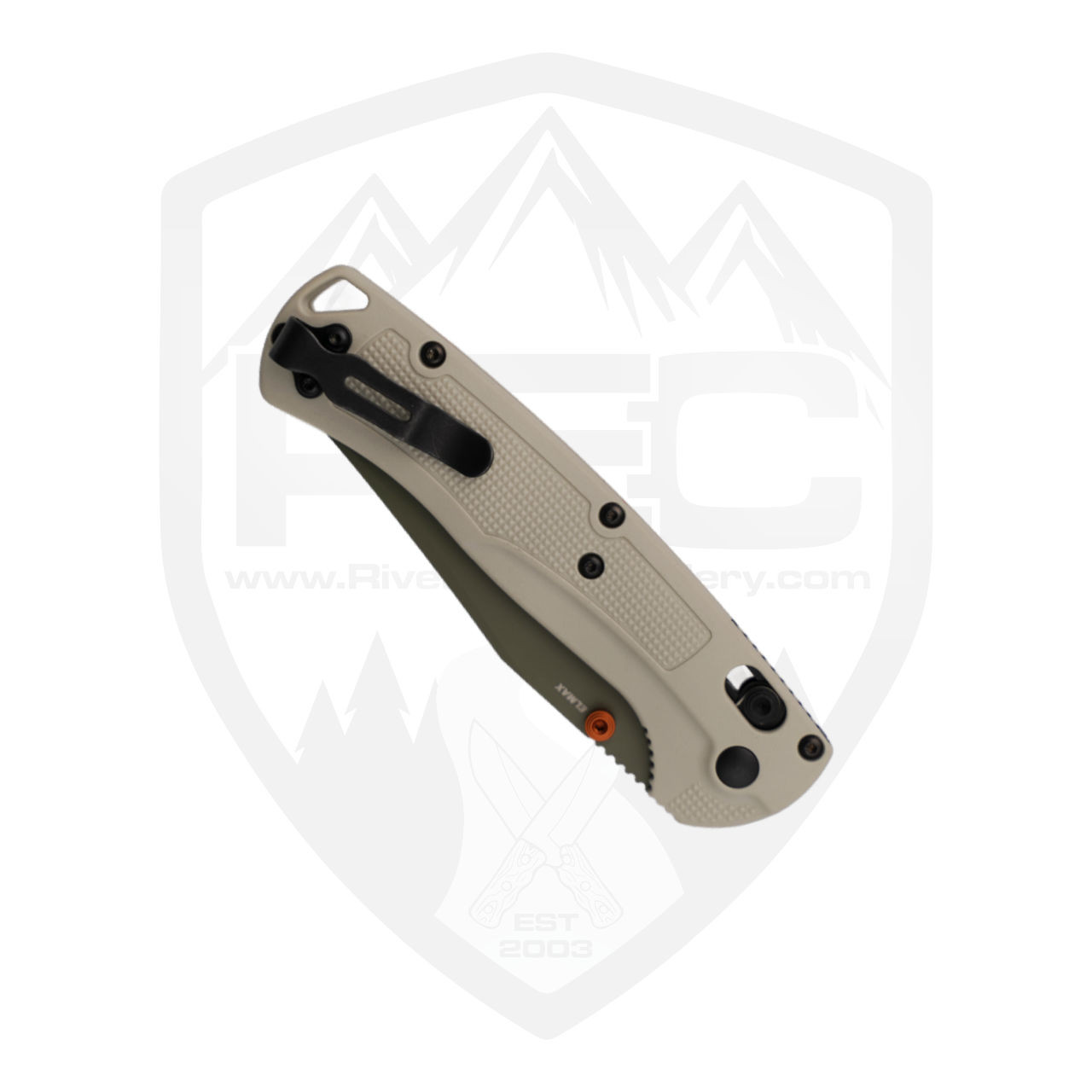 Benchmade Taggedout Tan Grivory Handles, Green Cerakote Elmax
