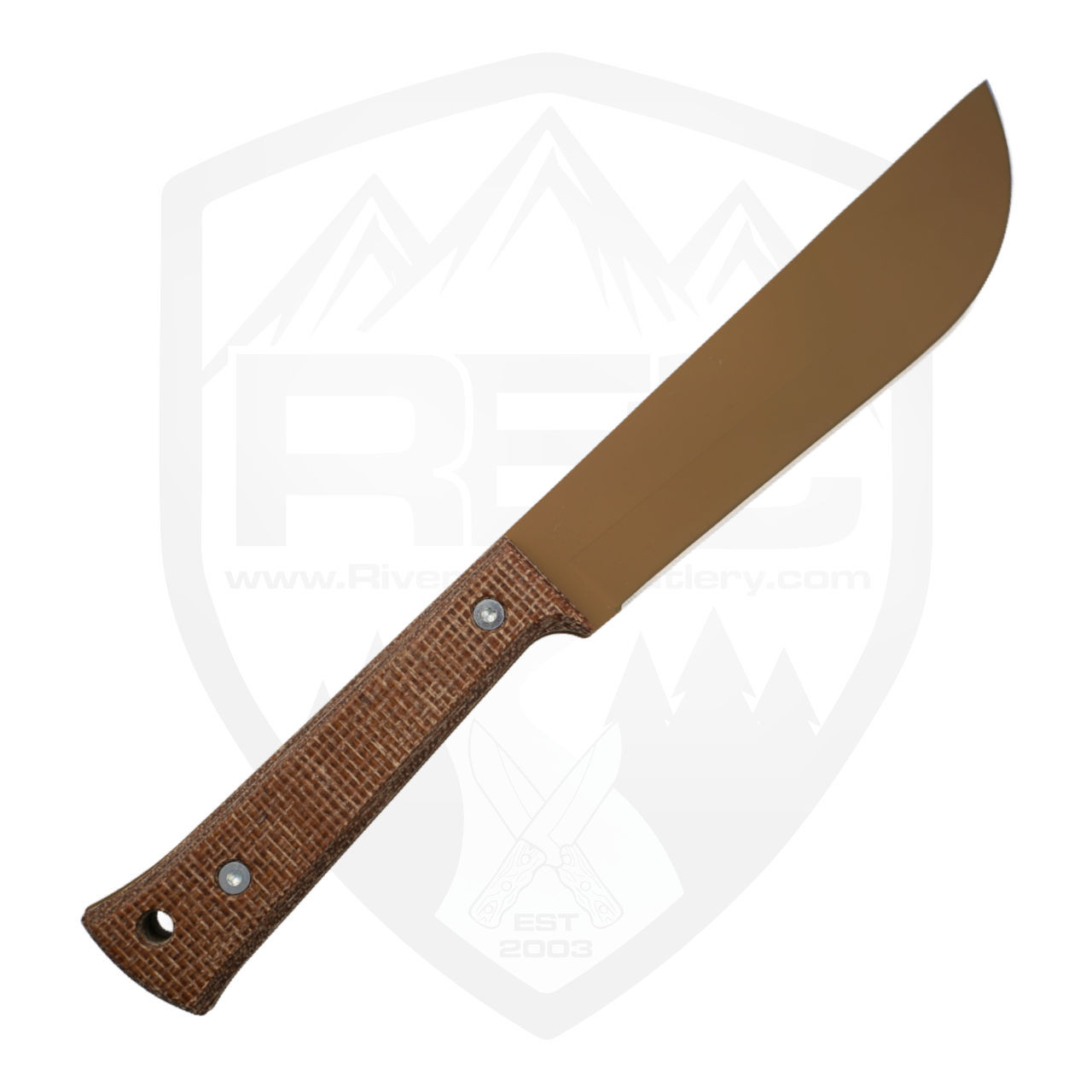 Woods Monkey Half/Chete Burlap Micarta, FDE Cerakote 1095