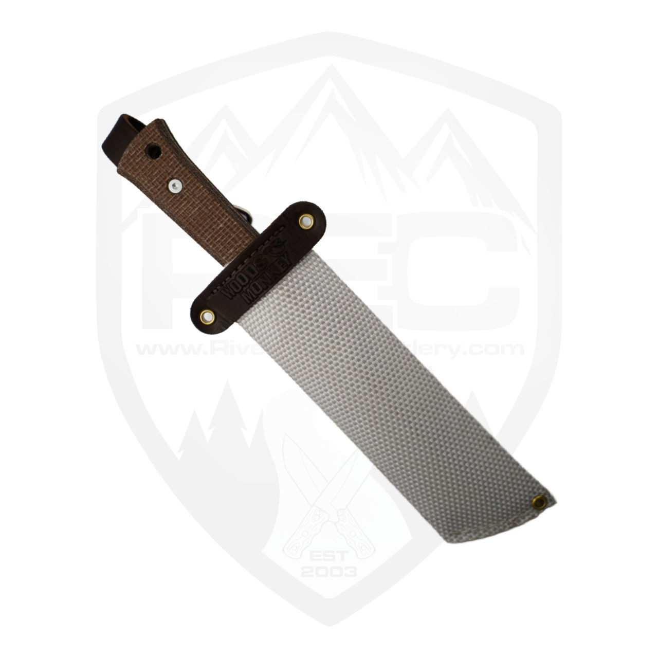 Woods Monkey Half/Chete Burlap Micarta, Charcoal Green Cerakote 1095