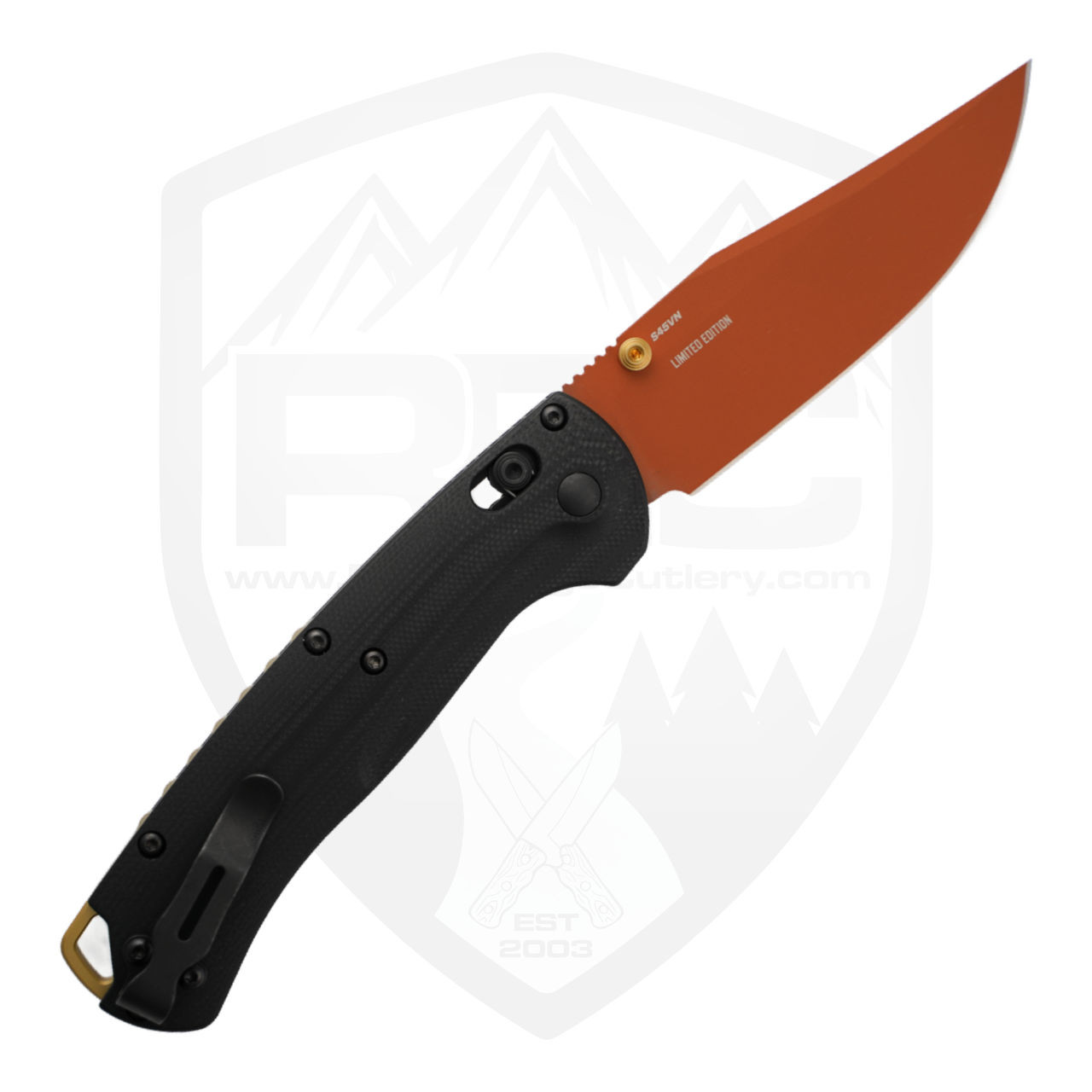Benchmade Taggedout Limited Edition Black G10 , Burnt Orange S45VN