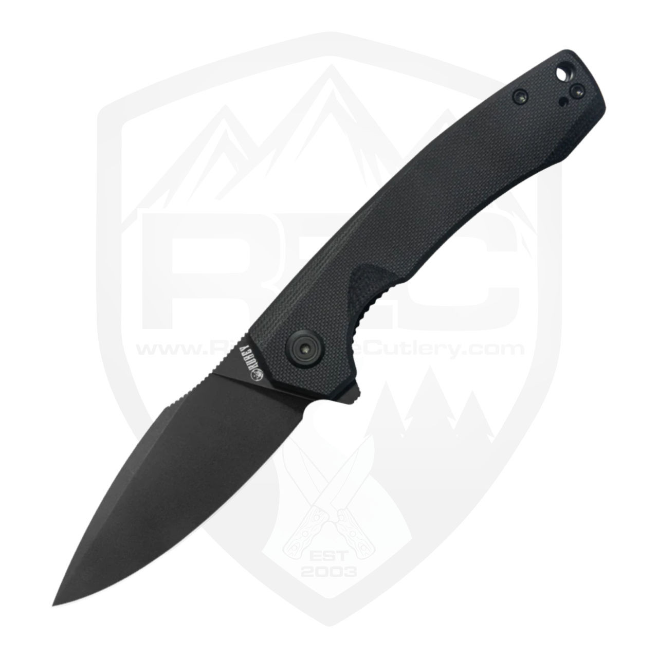 Kubey Calyce Linerlock Flipper, Black G10, Black Stonewash 14C28N