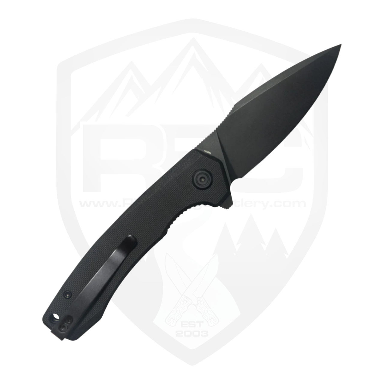 Kubey Calyce Linerlock Flipper, Black G10, Black Stonewash 14C28N