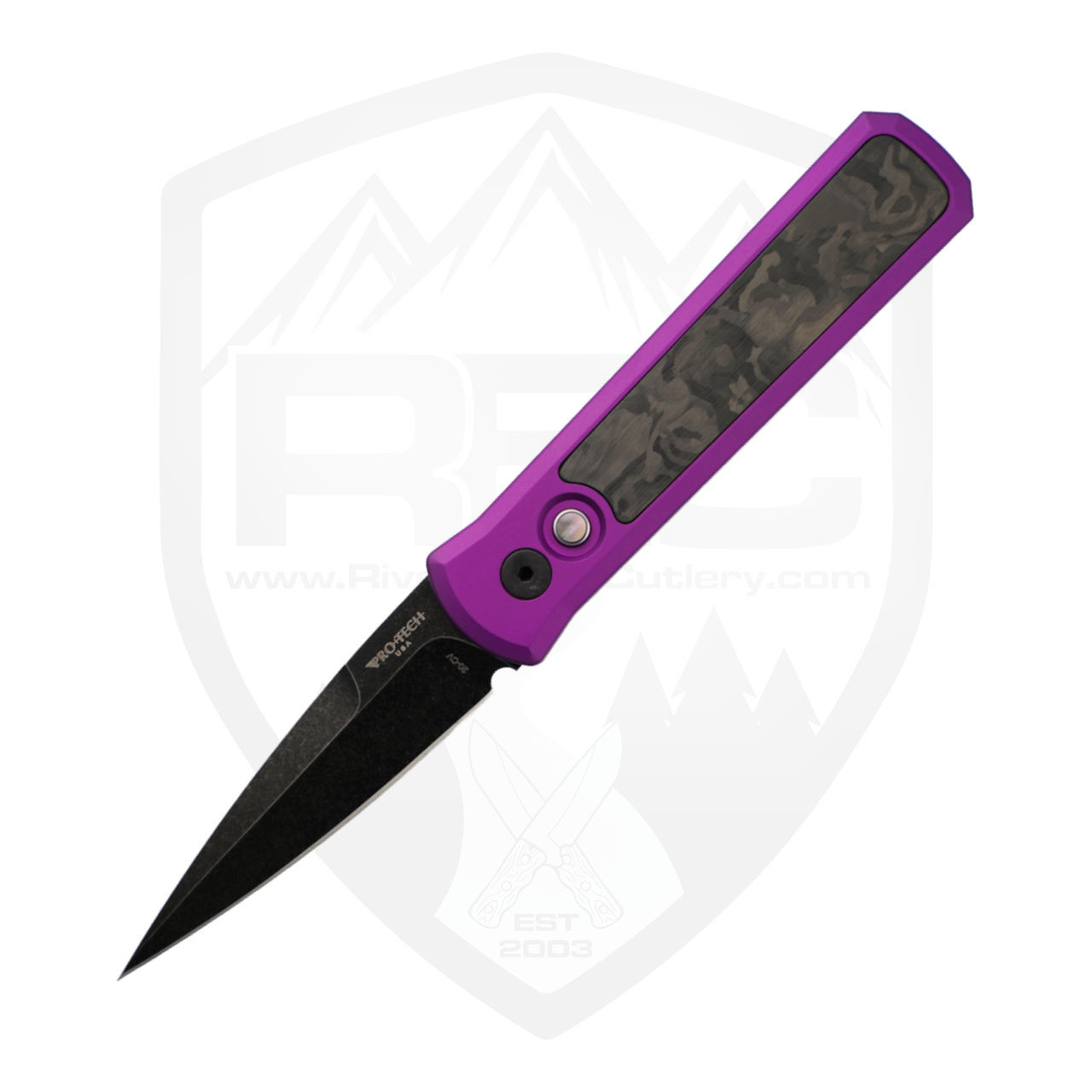 ProTech Godson Auto Purple Aluminum Handle w/ Marble Carbon Inlay