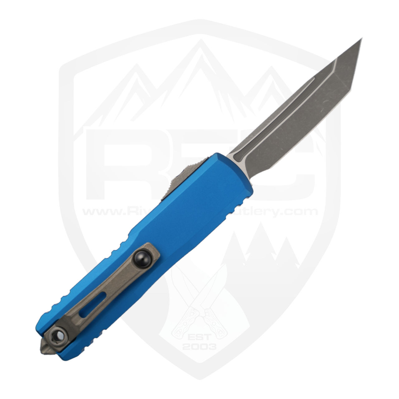 Microtech UTX-85 Gen IV Tanto Edge Blue Aluminum, Apocalyptic