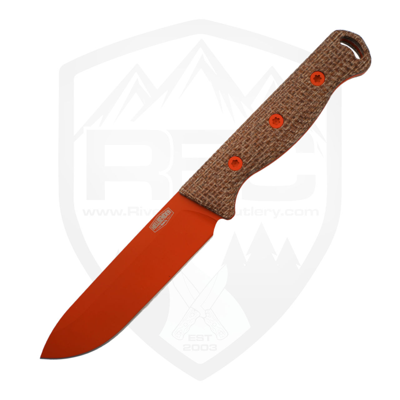 Hellbender Blade Co Mudpup Burlap Micarta, Orange Magnacut