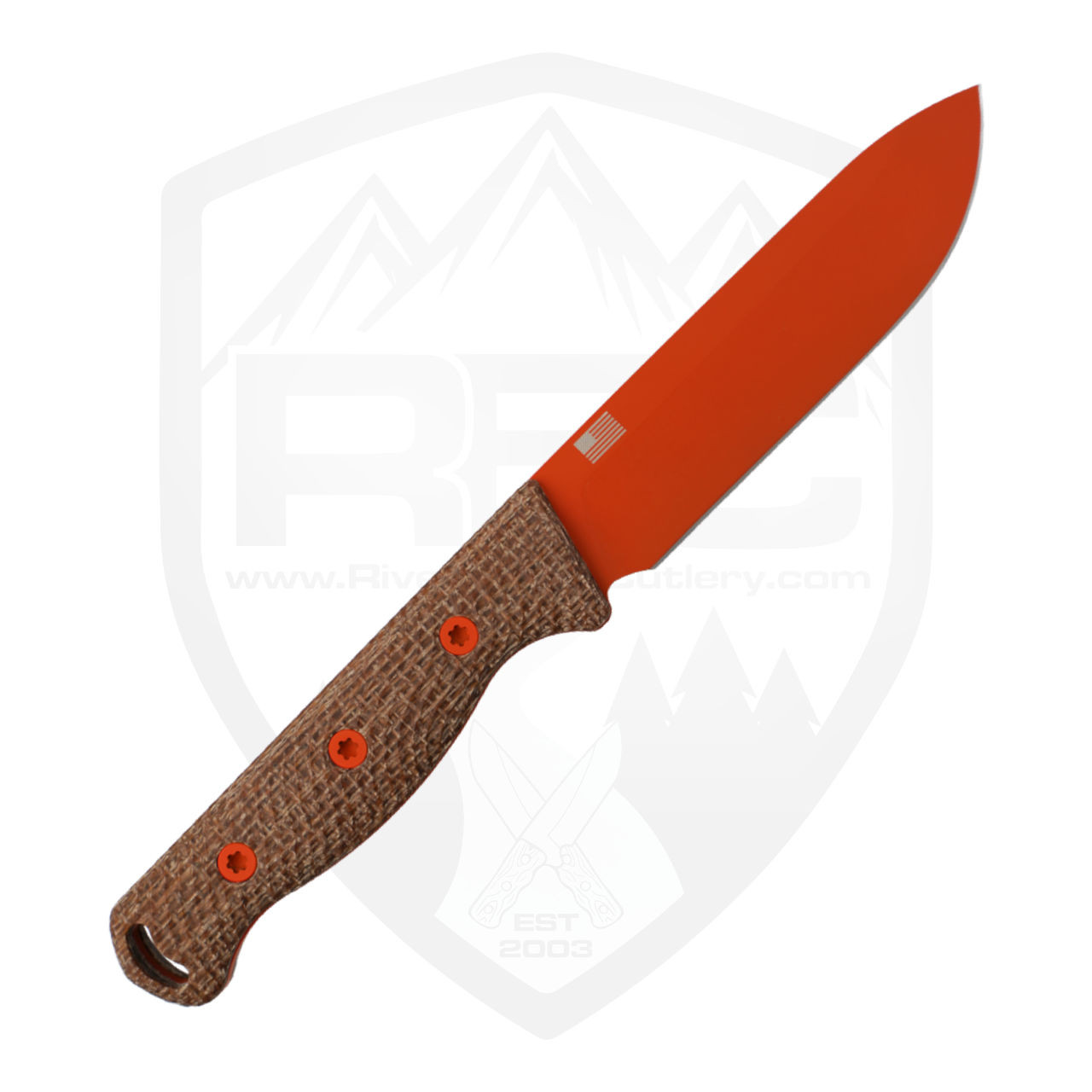 Hellbender Blade Co Mudpup Burlap Micarta, Orange Magnacut