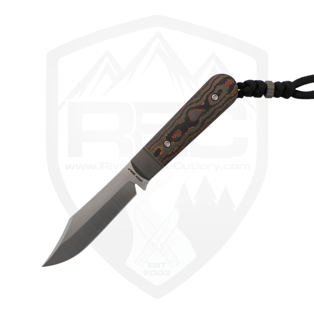 Jack Wolf Knives Backwoods FIXedc Fixed Blade Sunset Orange Camo