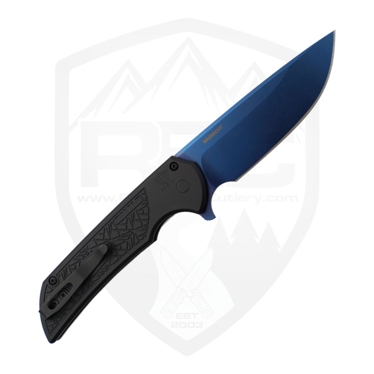 ProTech Mordax Nexus Black Aluminum, Sapphire Blue PVD Magnacut