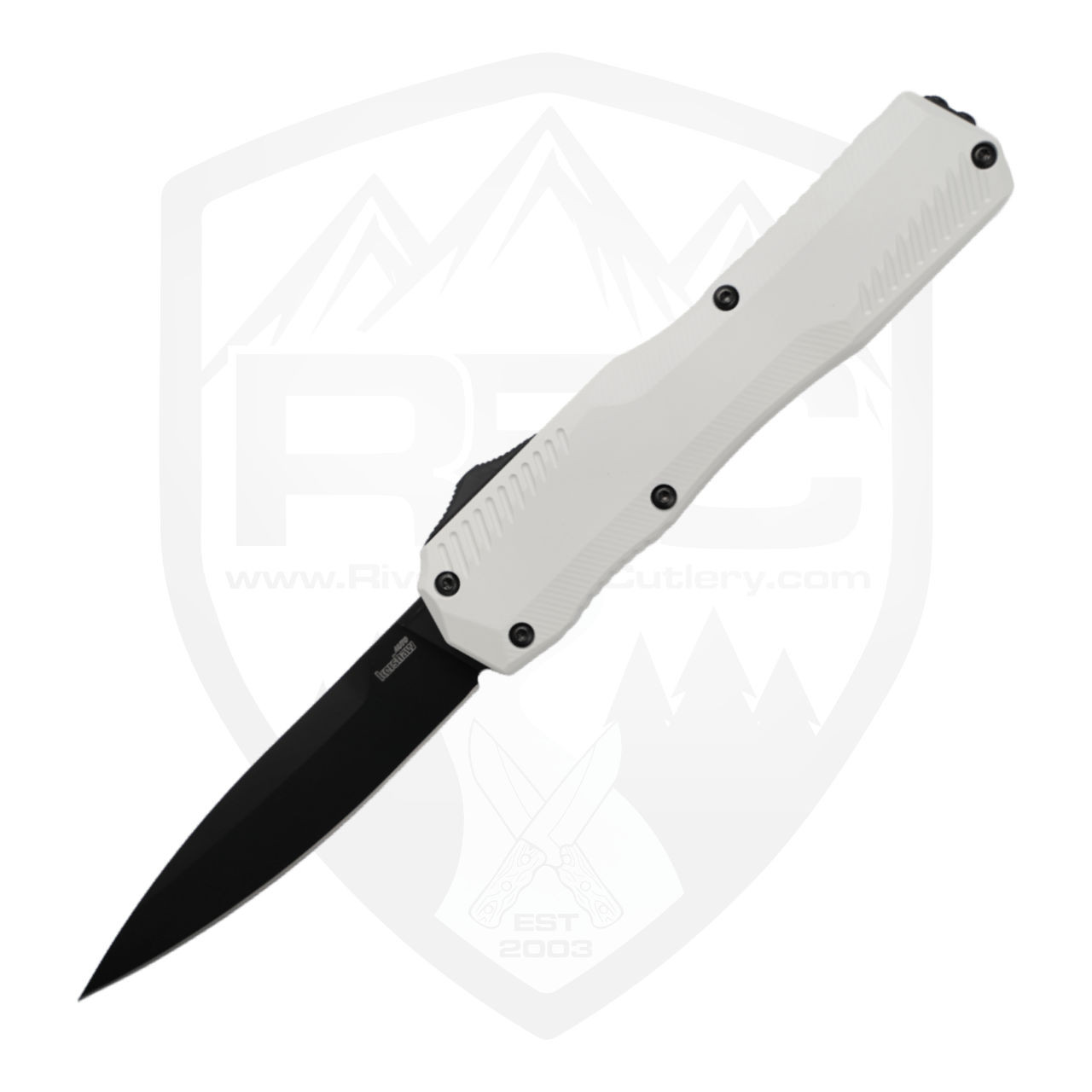 KERSHAWフィギュア Kershaw Livewire Trooper Drop Point, White Aluminum, Black