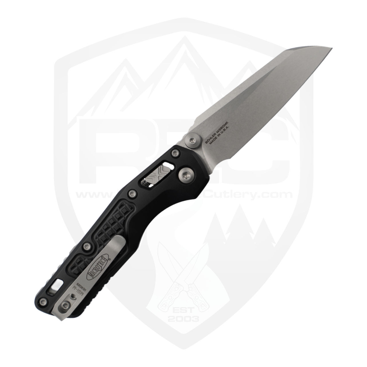 Microtech MSI Mini S/E Black Frag Aluminum, Stonewash M390MK
