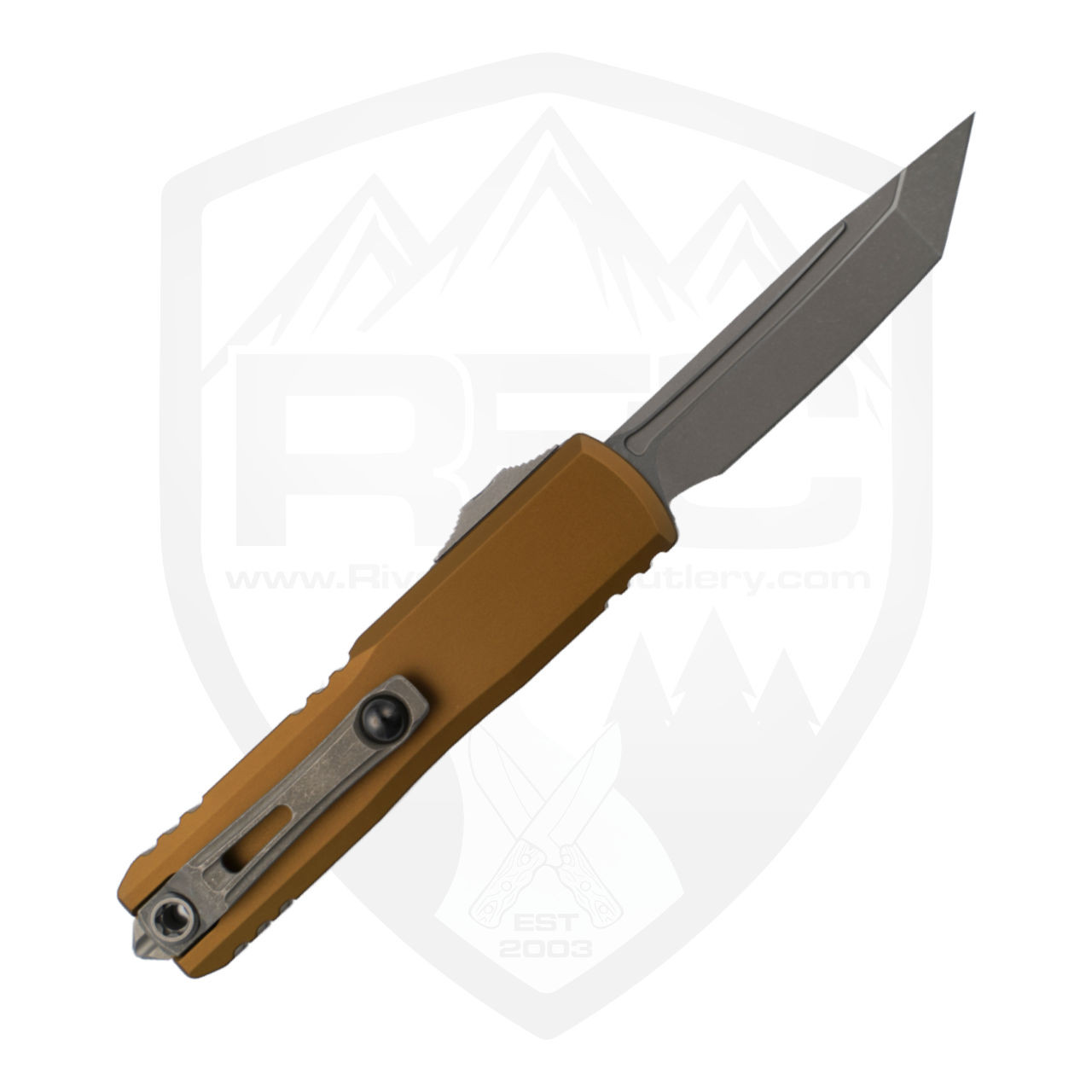 Microtech UTX-85 Gen IV Tanto Edge Tan Aluminum, Apocalyptic