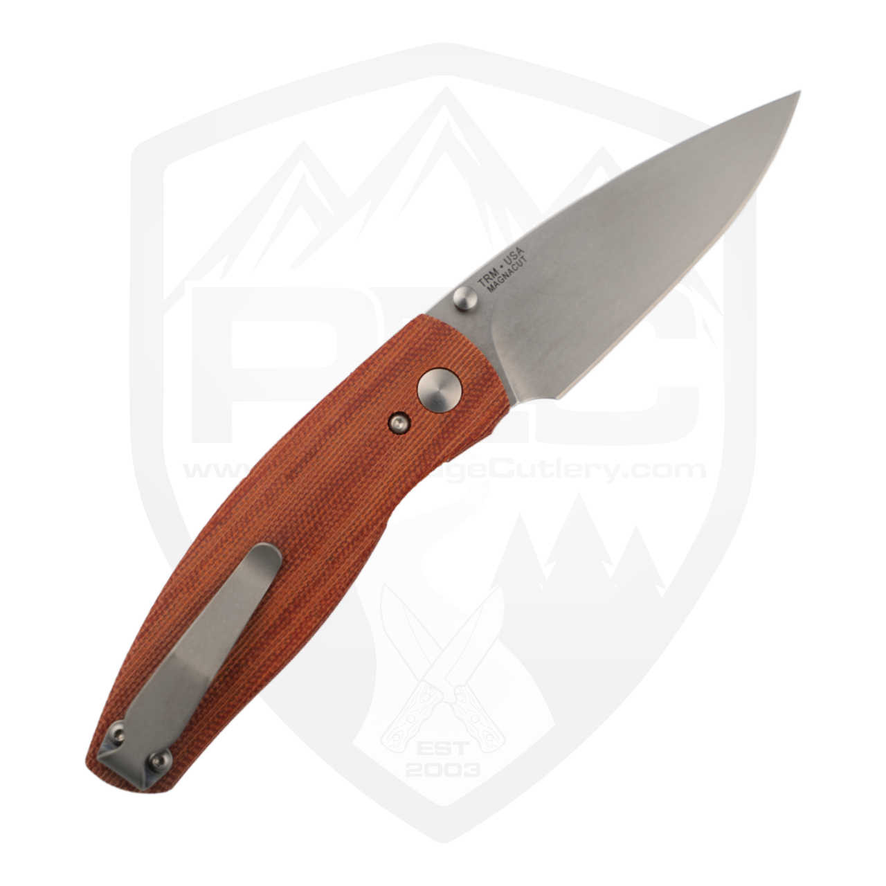 TRM Neutron 2 Linerlock, 3D Contoured Autumn Orange Micarta