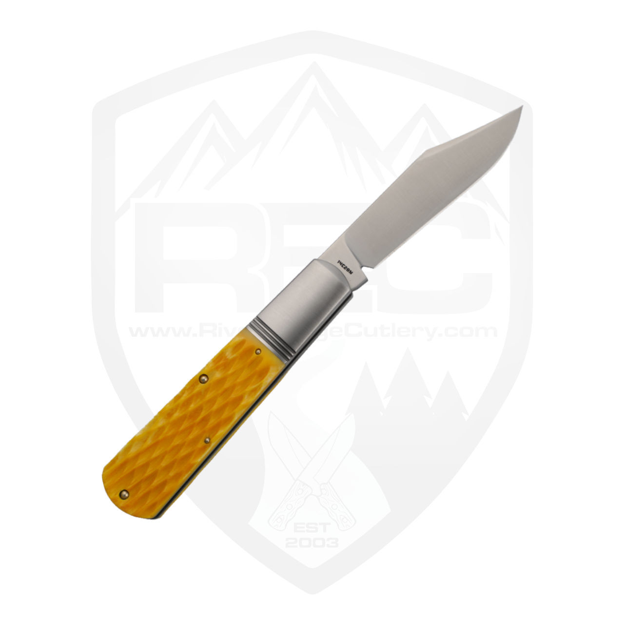 Jack Wolf Knives Gateway Barlow Yellow Jigged Bone, Satin 14C28N