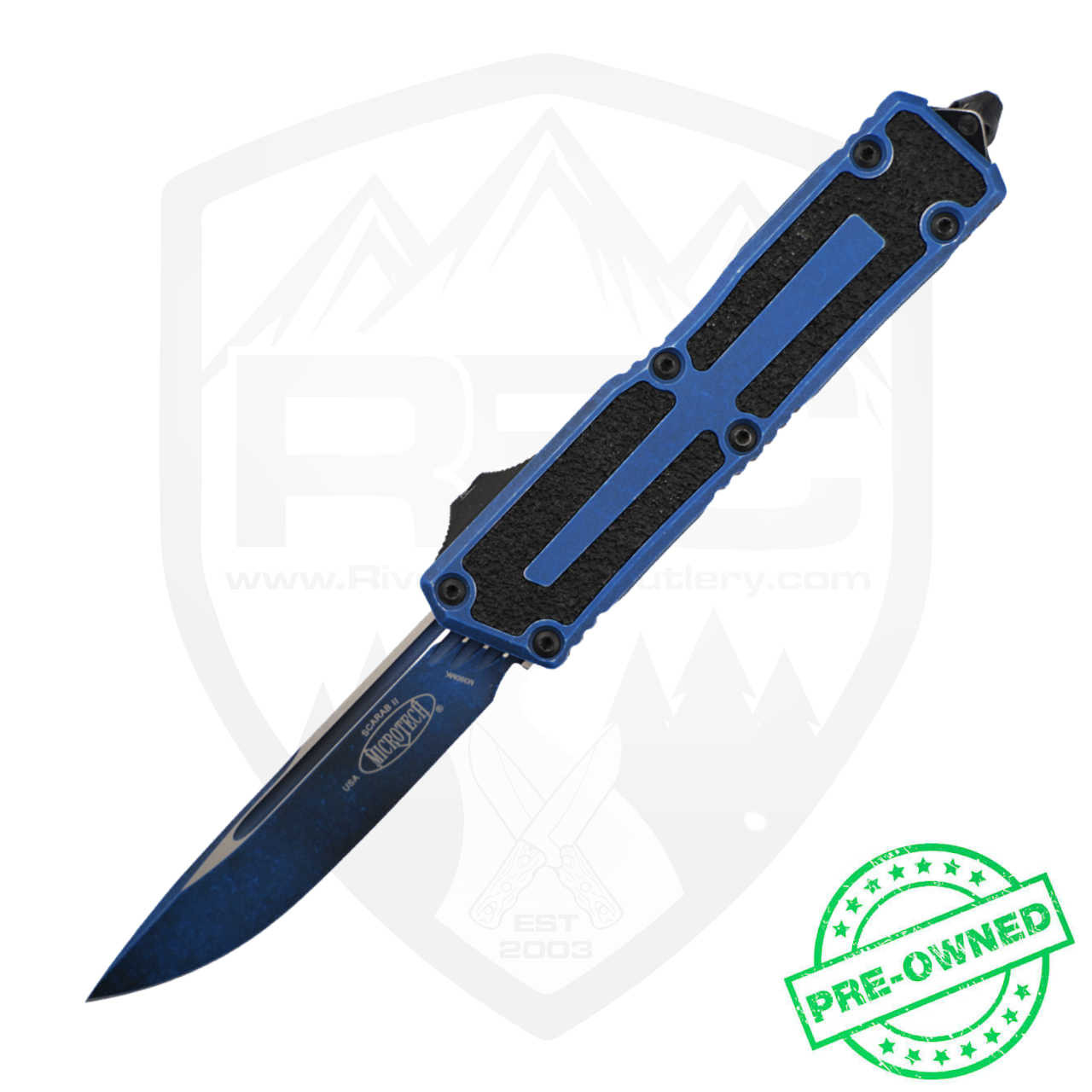 Microtech Scarab Weathered Blue w/ box, Pre-Owned
