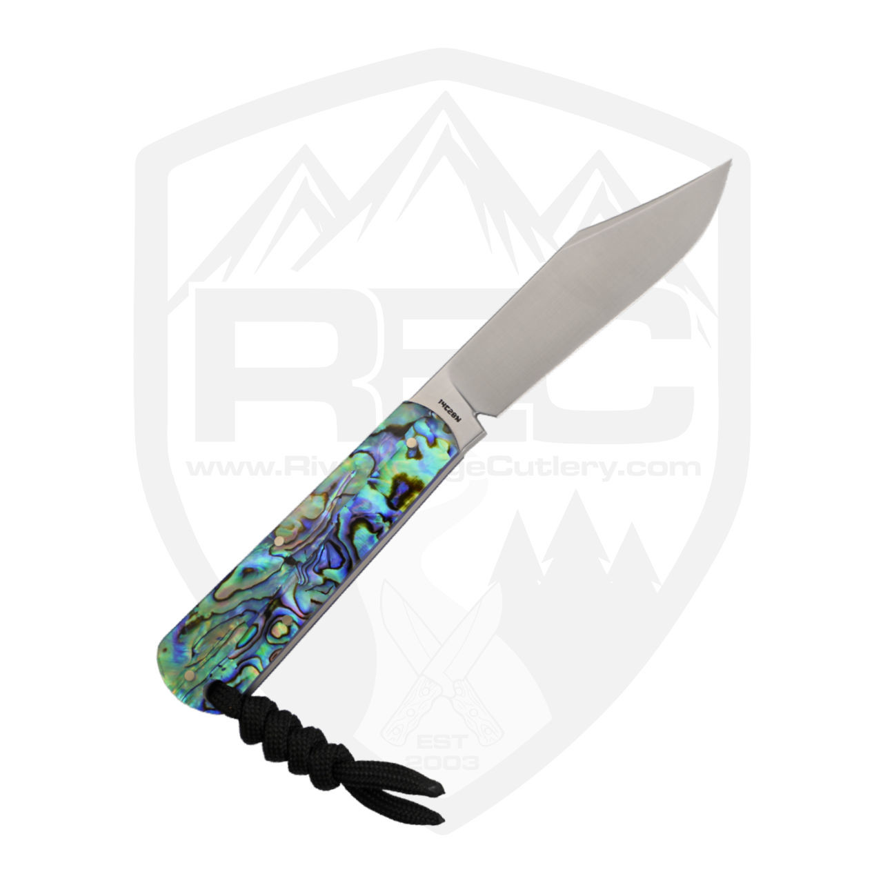 Jack Wolf Knives Gateway FIXedc, Abalone Handle, Satin 14C28N - REC