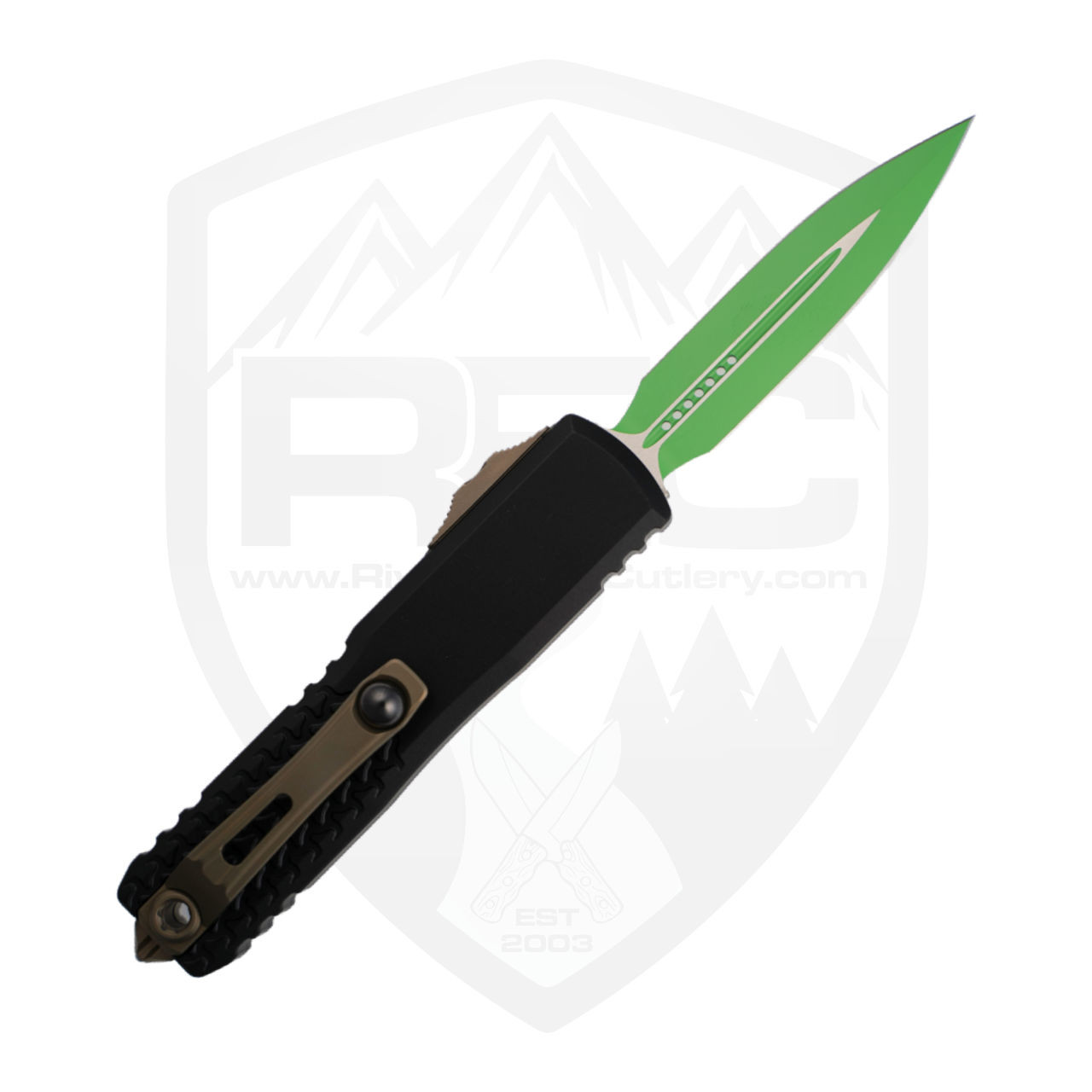 Microtech UTX-85 Jedi Master, Black Aluminum, Green M390MK - 12324
