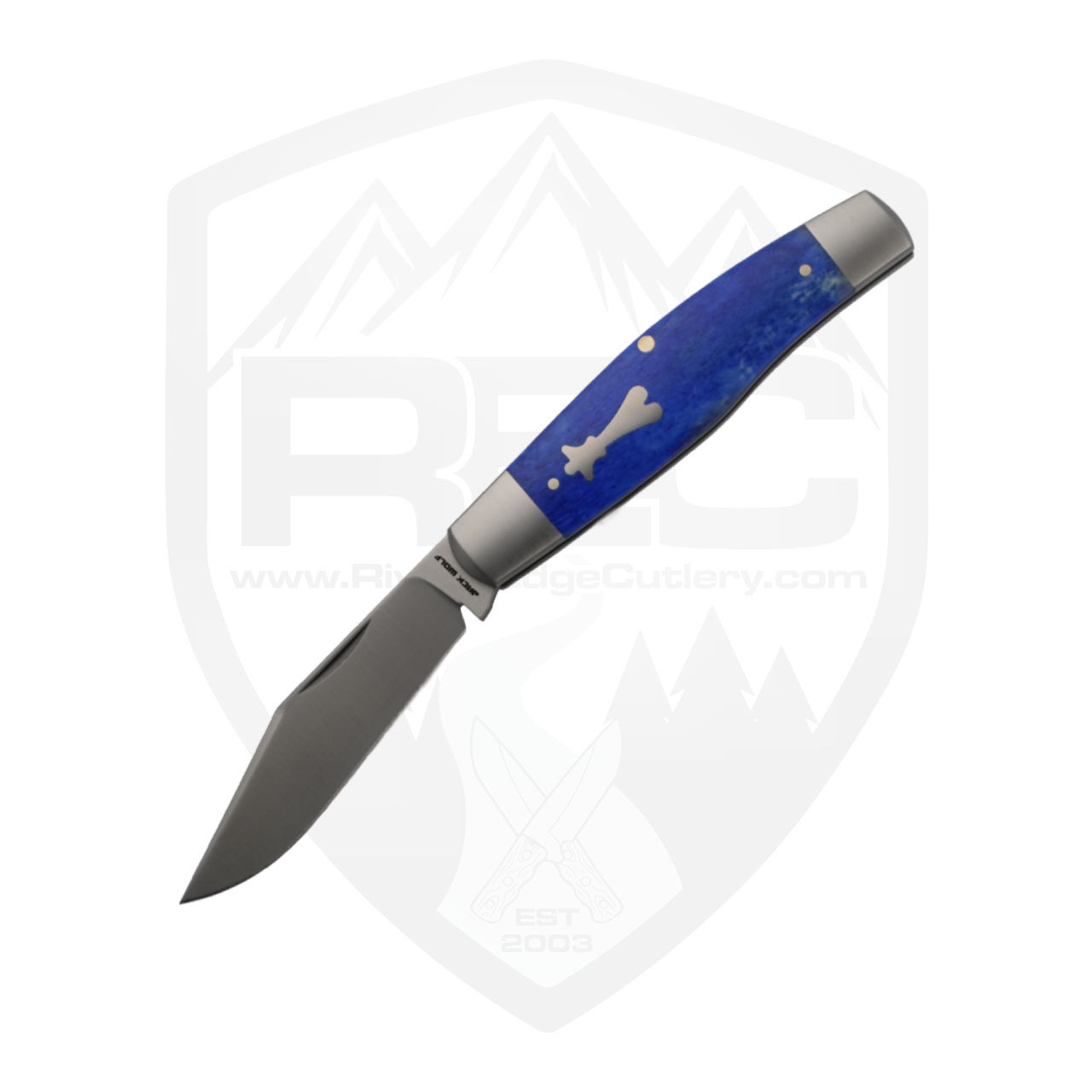 Jack Wolf Knives Gateway Stockman, Smooth Blue Bone, Satin 14C28N