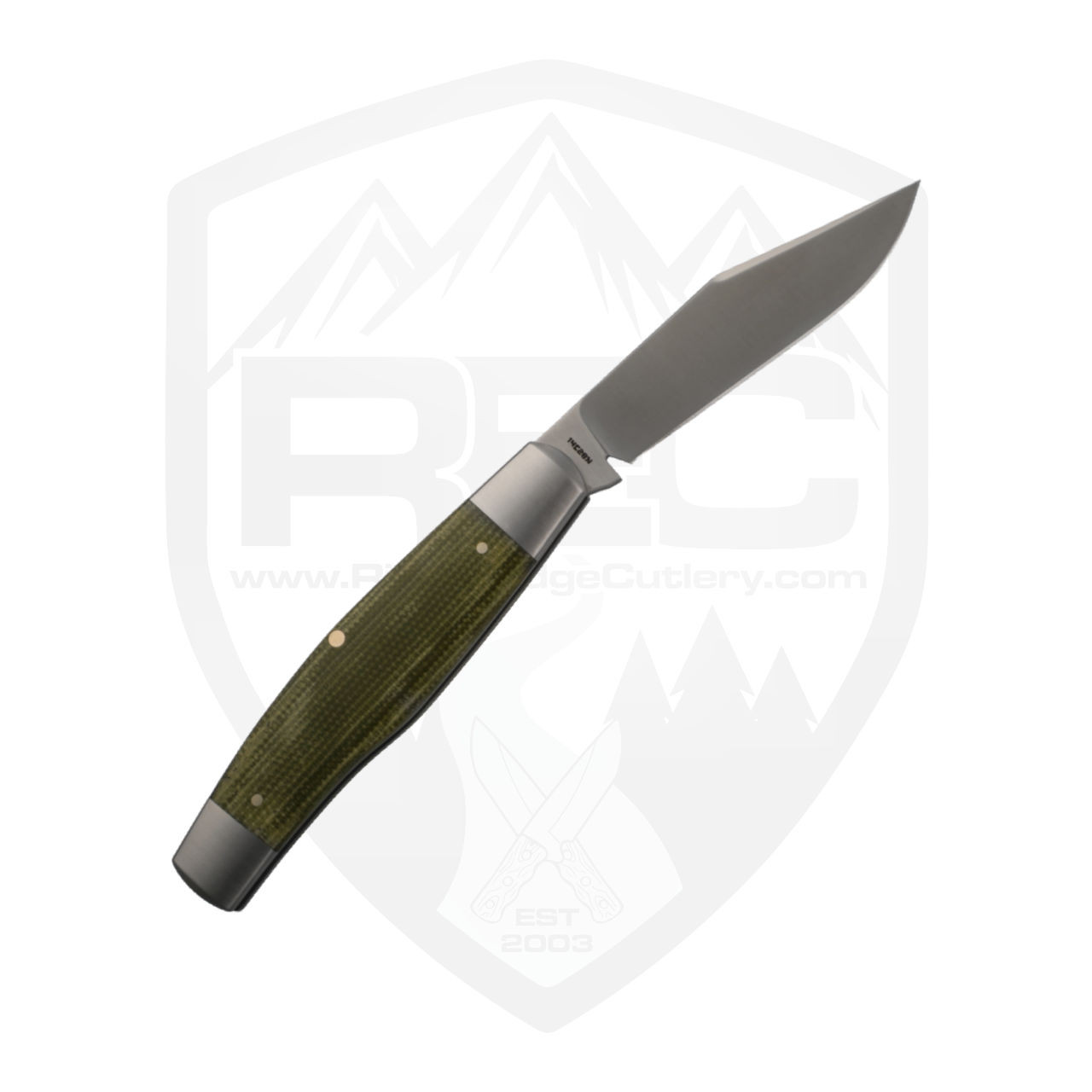 Jack Wolf Knives Gateway Stockman, Green Canvas Micarta, Satin