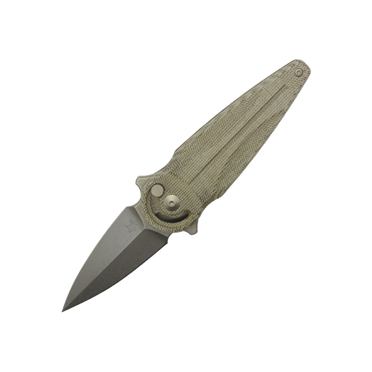 Fox Knives Saturn Flipper, OD Green Canvas Micarta, Satin N690