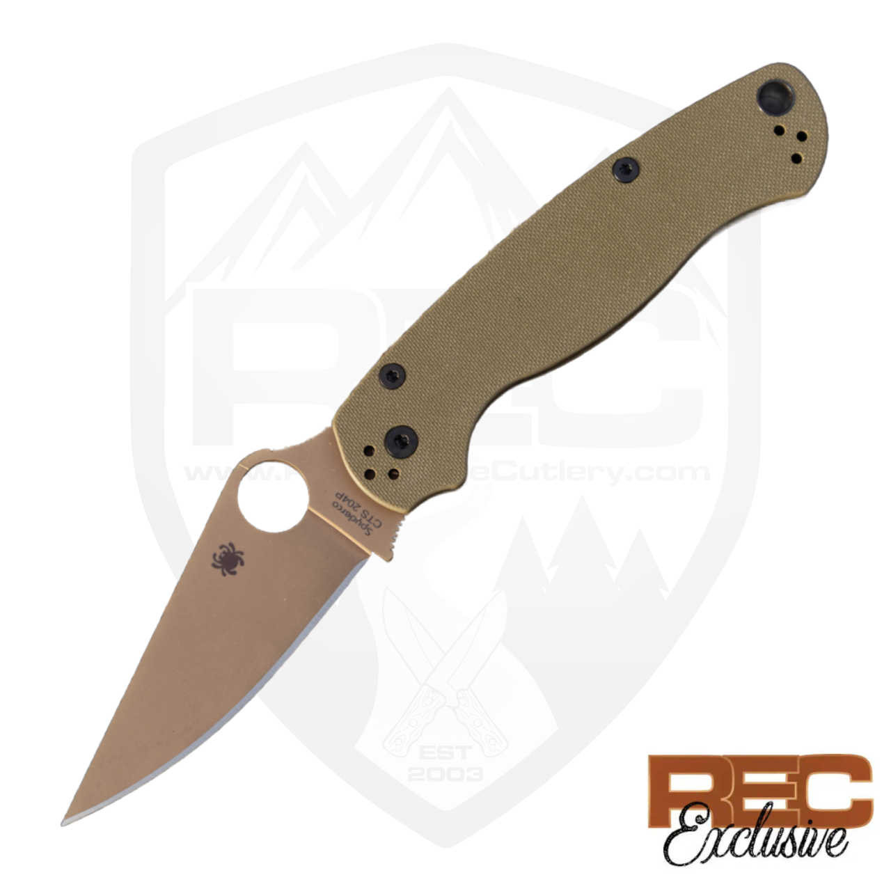 Spyderco REC Exclusive Paramilitary 2, Olive Drab G10 / FDE 204P