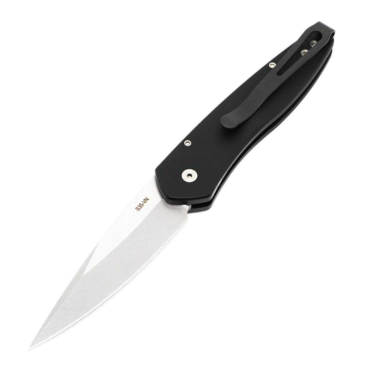Pro-Tech Newport LEFTY - Black Aluminum / Stonewash CPM-S35VN