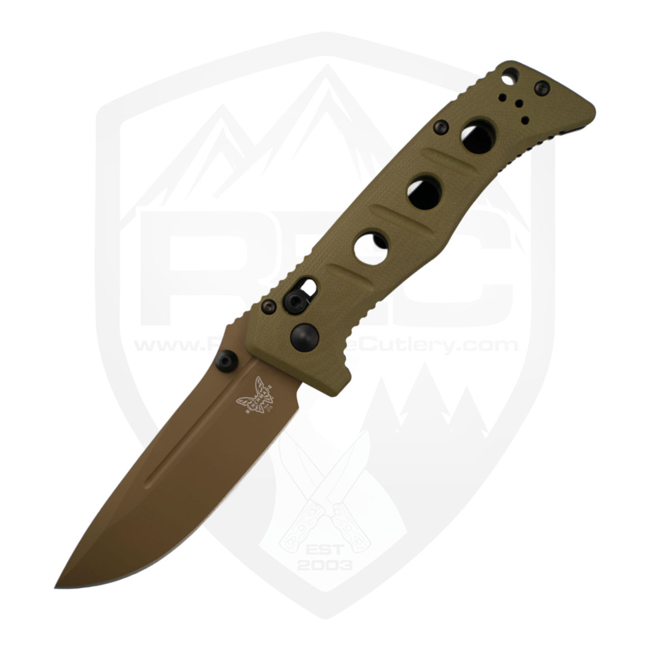 Benchmade Mini Adamas 273 | CruWear | Green G10, FDE Blade