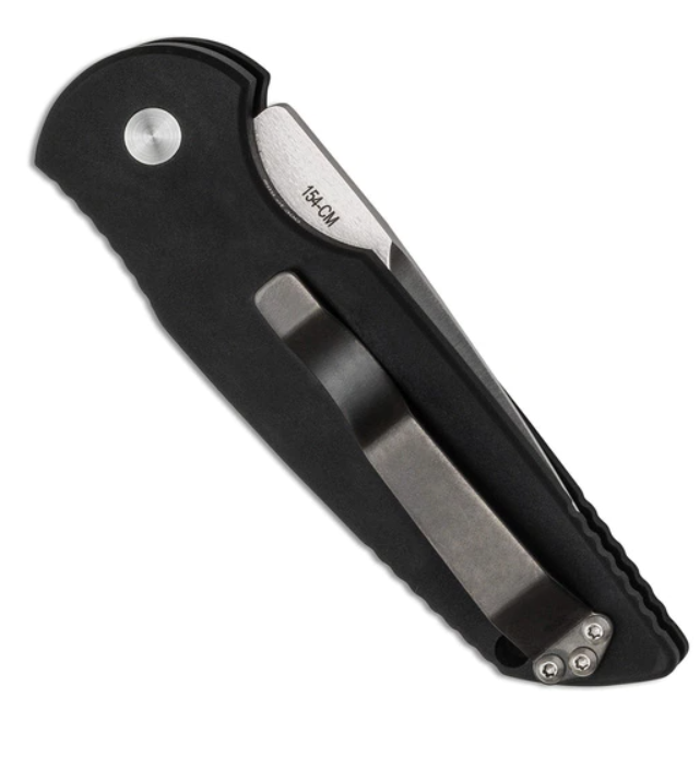 Pro-Tech TR3 - Black Handle w/ 925 Silver Skull Inlay - Satin