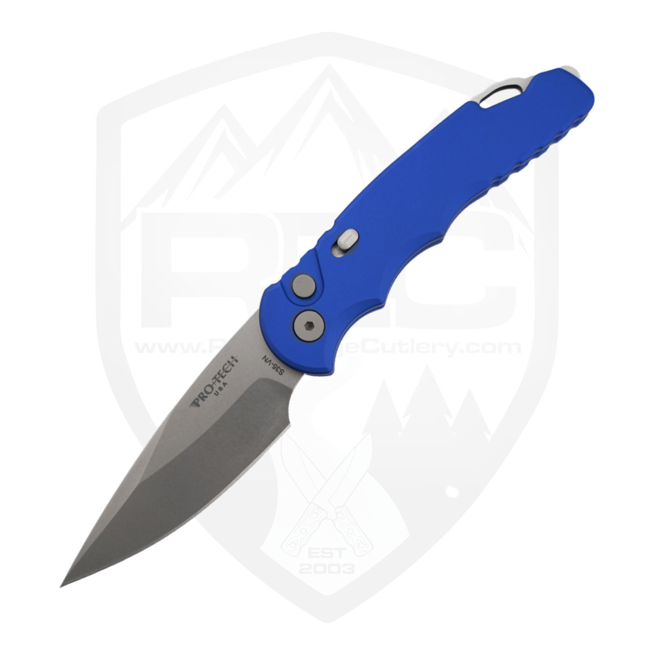 Pro-Tech TR-5 - Blue Aluminum / Stonewash CPM-S35VN - T501-BLUE