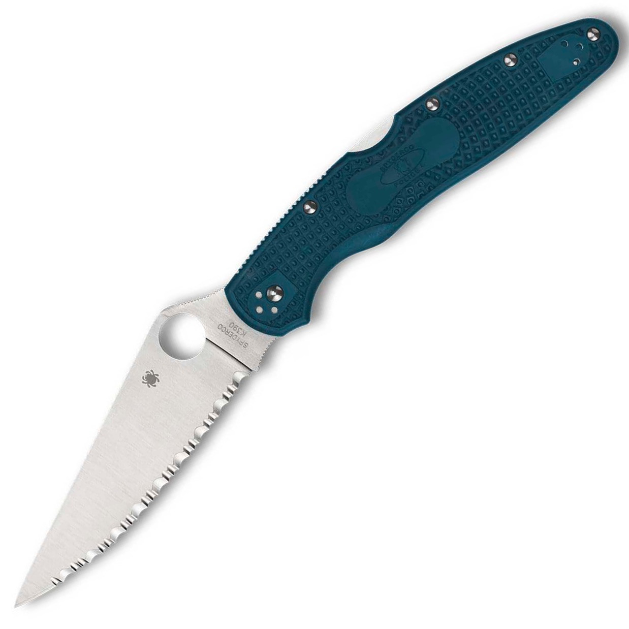 Spyderco Police 4 Lightweight, Blue FRN / Satin K390, Serrated