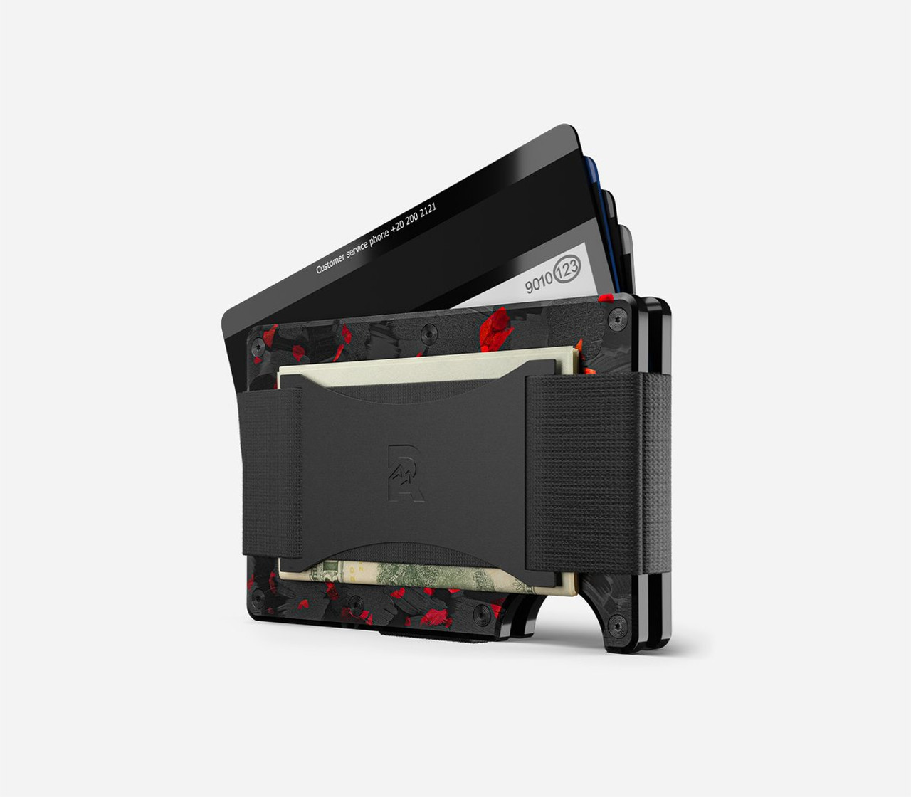 Ridge Wallet Forged Ember Carbon Fiber, Cash Strap & Clip