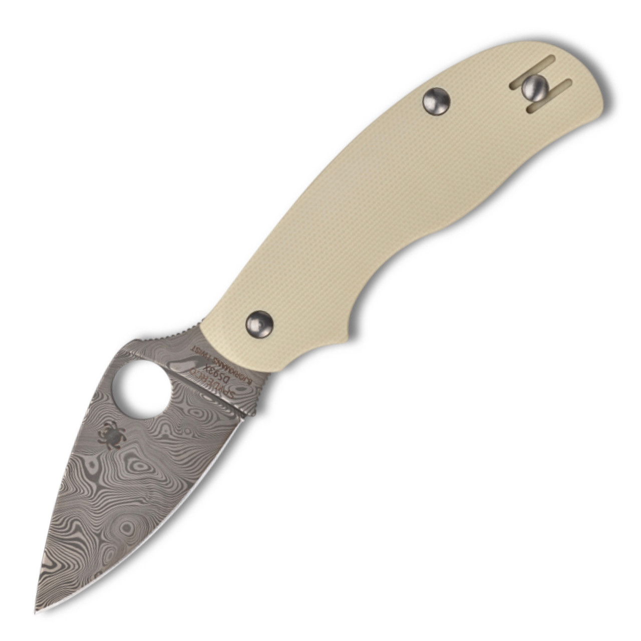 Spyderco Urban, Sprint Run Damascus Blade, Ivory G10 Handles