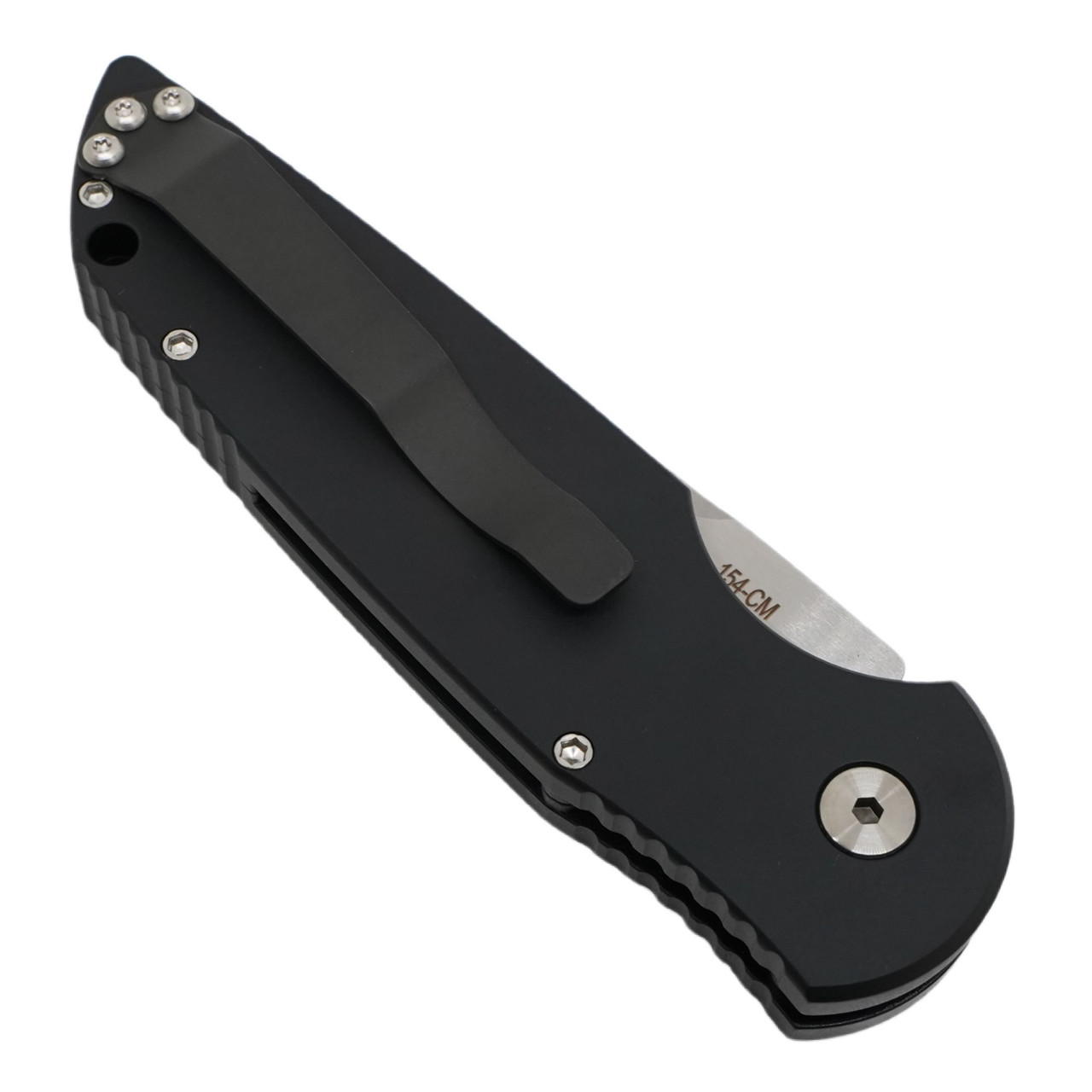 Pro-Tech TR-3 LEFTY - Black Grooved Aluminum / Stonewash 154CM - TR3L1
