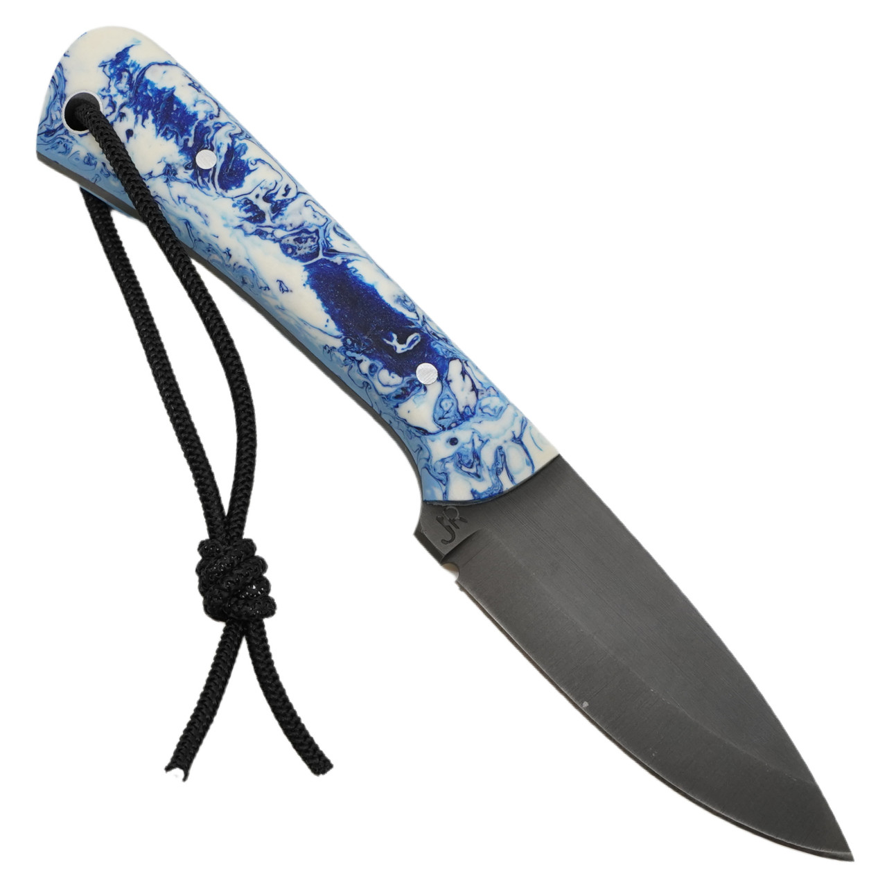 Joey Roman Knives Neckr White & Metallic Blue Marble Resin - REC