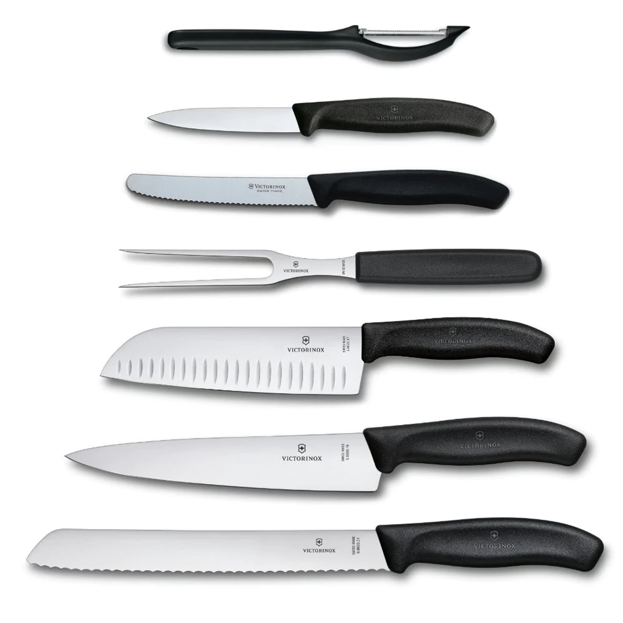 5 Pc Stainless Steel Kitchen Starter Knife Set - Chef Knife, Bread Knife,  Filet Knife, Paring Knife and Free Peeler 