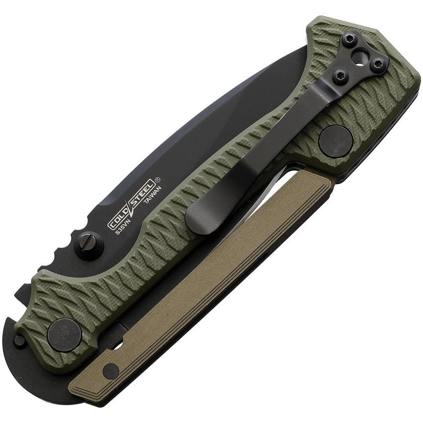 美品 SBD ニースリーブカーキグリーン&ブラック　M Cold Steel AD-15, OD Green G10 / Black S35VN - 58SQODBK