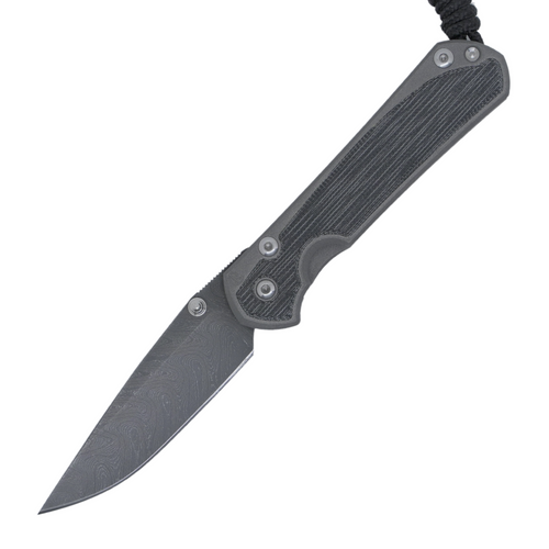 Chris Reeve Knives Small Sebenza 31, Black Micarta / Boomerang Damascus Drop Point - S31-1202