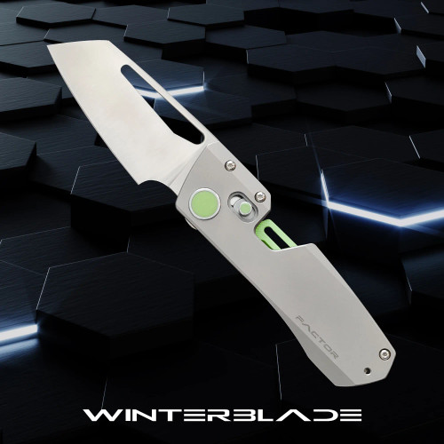 WinterBlade Factor, Sandblasted Titanium w/ Green Accents / Satin M390