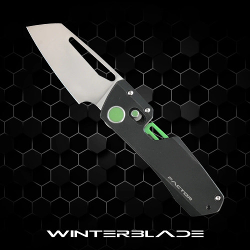 WinterBlade Factor, Stonewash Black Titanium w/ Green Accents / Satin M390
